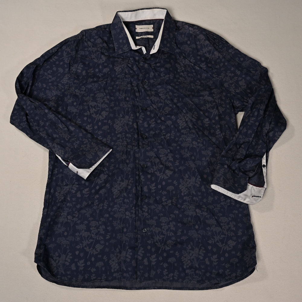 Moods Of Norway Shirt Mens XL Floral Blue Gray Long Sleeve MoN